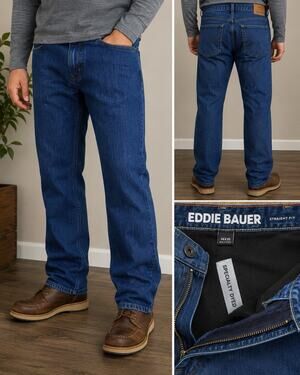 Eddie Bauer Straight Fit Fleece Lined Jeans Men’s 36x30 Blue Warm Denim Pants